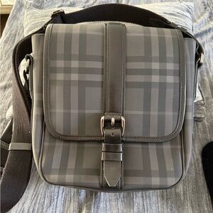 Burberry Black and Gray Checkered Messenger Bag